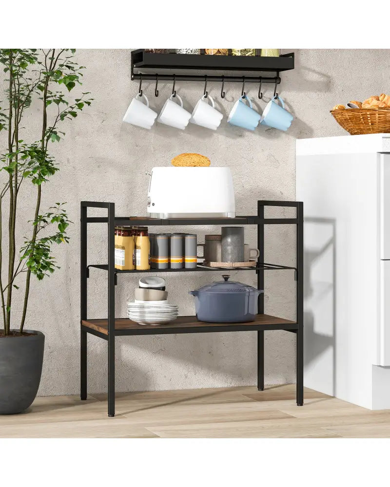 Industrial Entryway Table with Removable Panel and Mesh Shelf-Rustic Brown - Rustic Brown - End & Side Tables