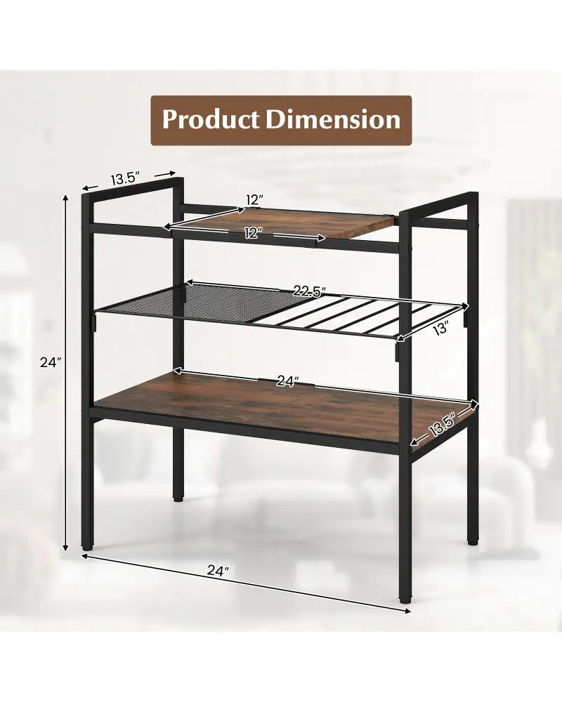 Industrial Entryway Table with Removable Panel and Mesh Shelf-Rustic Brown - Rustic Brown - End & Side Tables