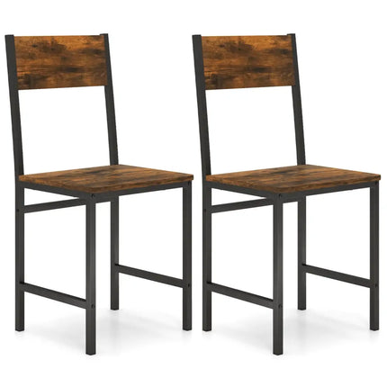 Industrial Kitchen Side Chairs Set of 2 with Metal Legs and Slanted Back-Rustic Brown - Rustic Brown - Dining Chairs