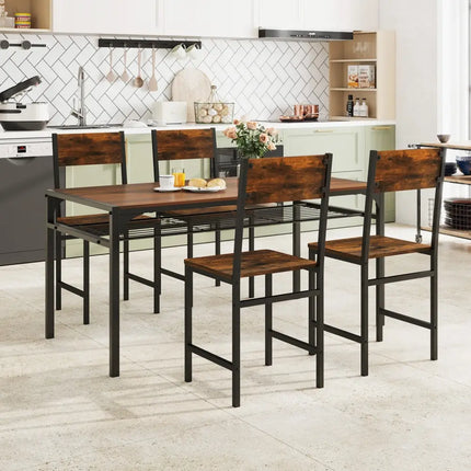 Industrial Kitchen Side Chairs Set of 2 with Metal Legs and Slanted Back-Rustic Brown - Rustic Brown - Dining Chairs