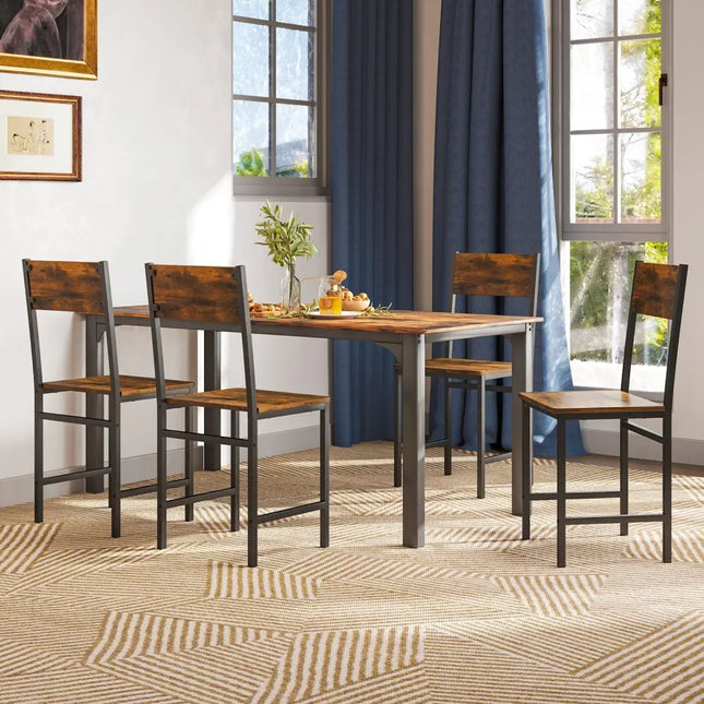 Industrial Kitchen Side Chairs Set of 2 with Metal Legs and Slanted Back-Rustic Brown - Rustic Brown - Dining Chairs