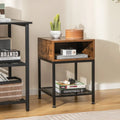 Industrial Nightstand End Side Table with Mesh Shelf - Nightstands