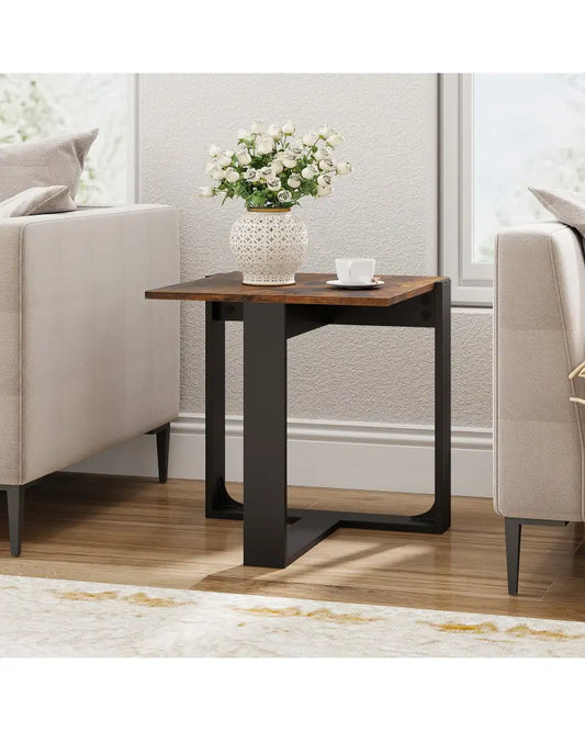 Industrial Sofa End Table with Metal Frame-1 - End & Side Tables