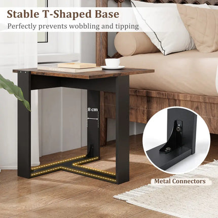 Industrial Sofa End Table with Metal Frame-1 - End & Side Tables