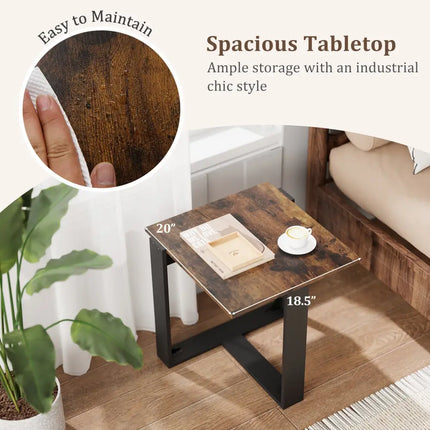 Industrial Sofa End Table with Metal Frame-1 - End & Side Tables