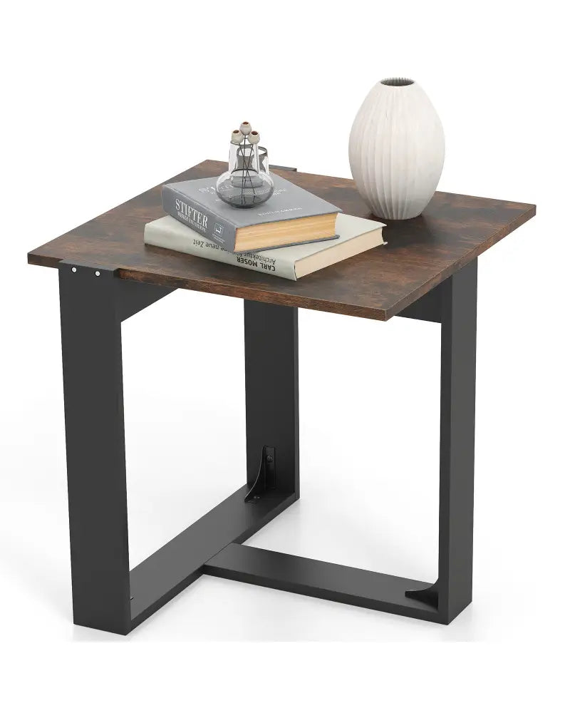 Industrial Sofa End Table with Metal Frame-1 - End & Side Tables