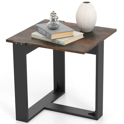 Industrial Sofa End Table with Metal Frame-1 - End & Side Tables