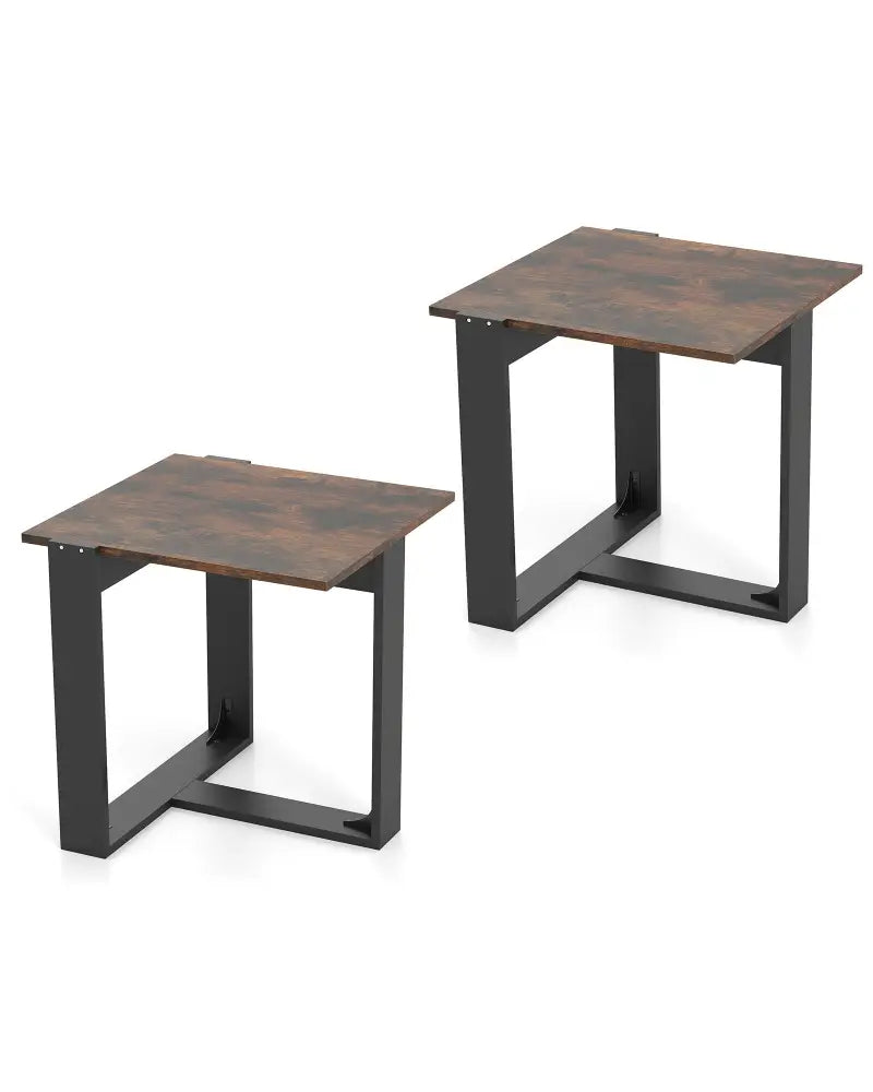 Industrial Sofa End Table with Metal Frame-2 - End & Side Tables