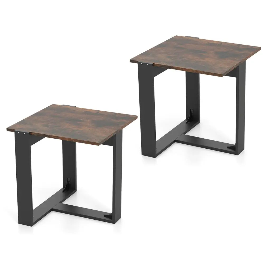 Industrial Sofa End Table with Metal Frame-2 - End & Side Tables