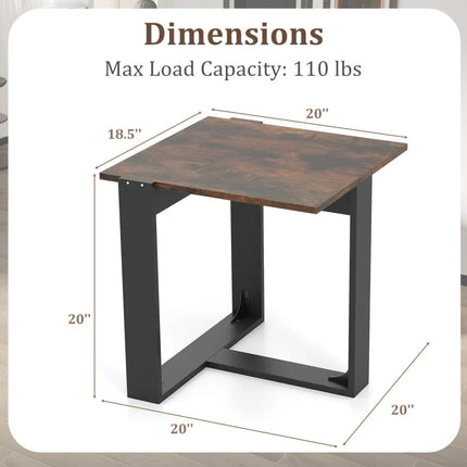 Industrial Sofa End Table with Metal Frame-2 - End & Side Tables