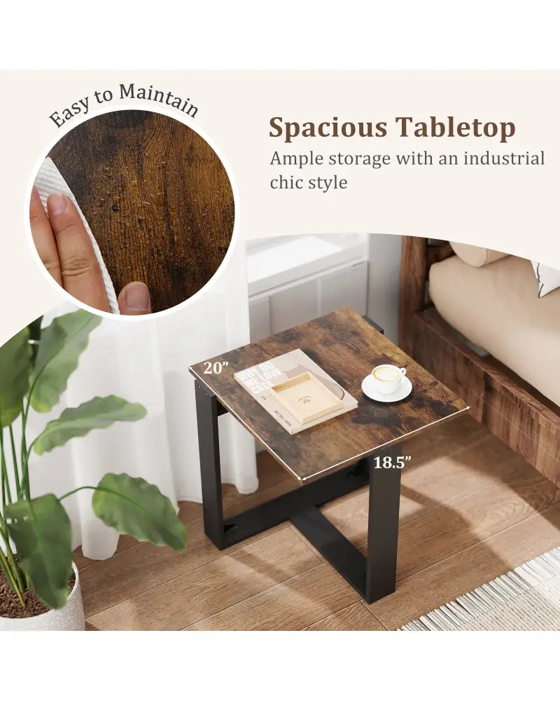 Industrial Sofa End Table with Metal Frame-2 - End & Side Tables