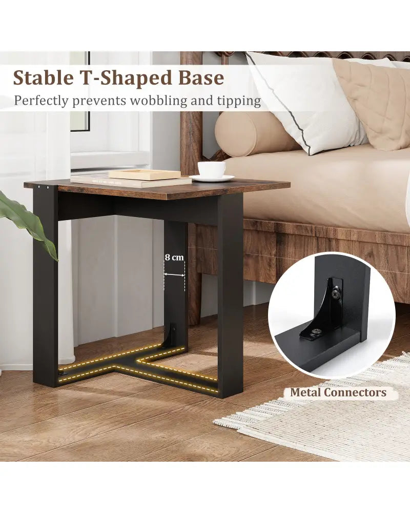 Industrial Sofa End Table with Metal Frame-2 - End & Side Tables