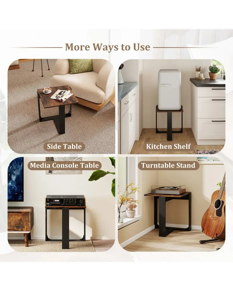 Industrial Sofa End Table with Metal Frame-2 - End & Side Tables