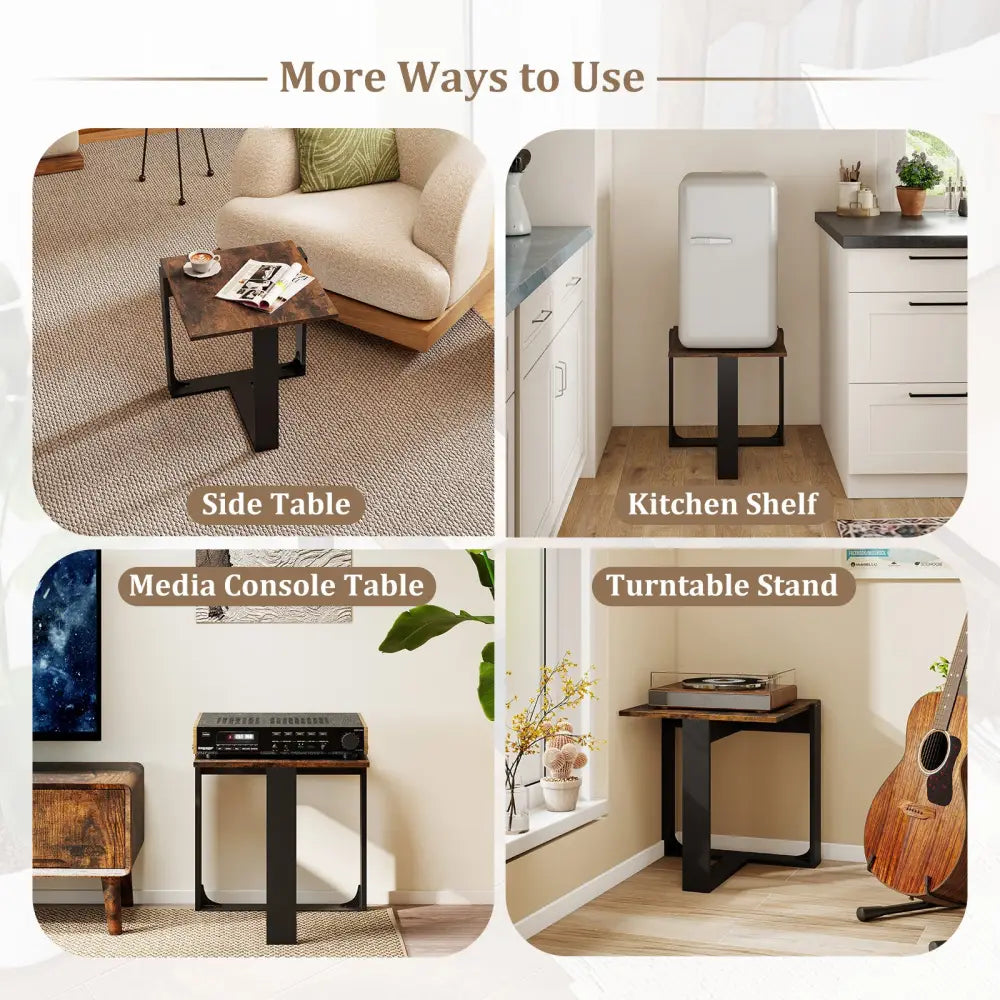 Industrial Sofa End Table with Metal Frame-2 - End & Side Tables