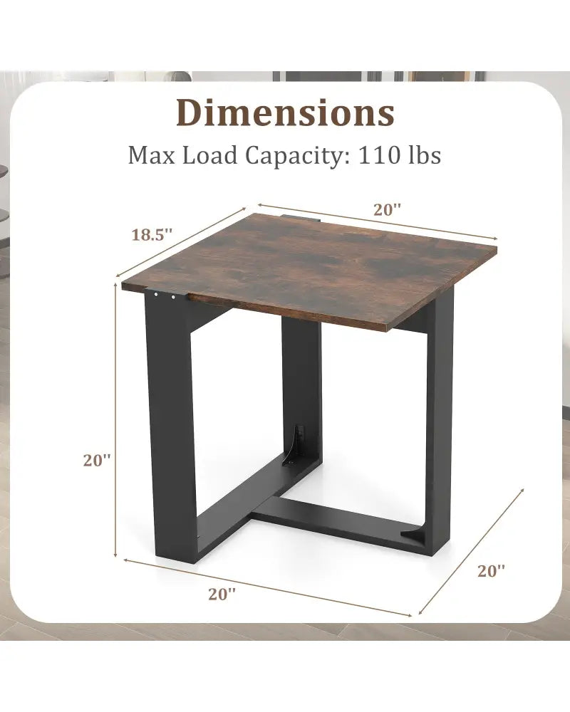 Industrial Sofa End Table with Metal Frame-2 - End & Side Tables