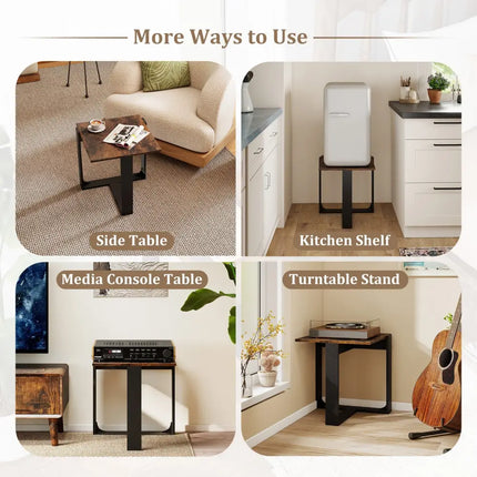 Industrial Sofa End Table with Metal Frame-2 - End & Side Tables