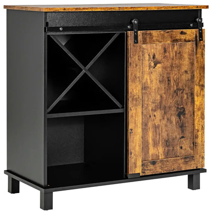 Industrial Storage Cabinet with Sliding Barn Door-Rustic Brown - Rustic Brown - Sideboards Cabinets & Buffets