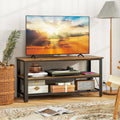 Industrial TV Stand up to 50 Inches with Power Outlets and USB Ports-Rustic Brown - Rustic Brown - Entertainment