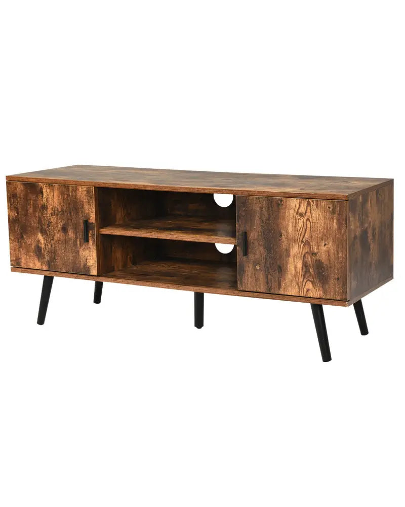 Industrial TV Stand with Storage Cabinets-Rustic Brown - Rustic Brown - Entertainment Centers & TV Stands