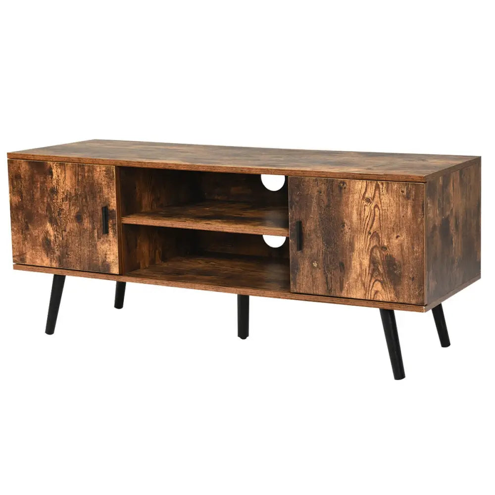 Industrial TV Stand with Storage Cabinets-Rustic Brown - Rustic Brown - Entertainment Centers & TV Stands