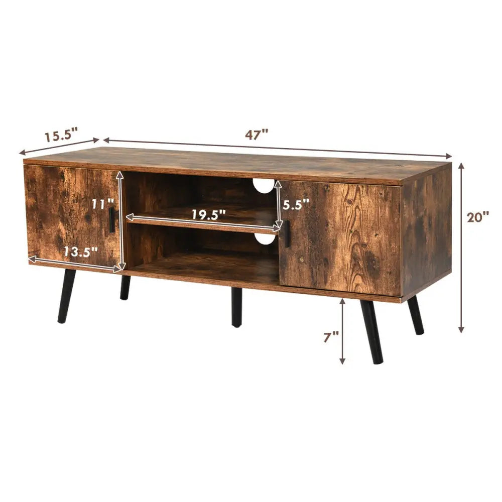 Industrial TV Stand with Storage Cabinets-Rustic Brown - Rustic Brown - Entertainment Centers & TV Stands
