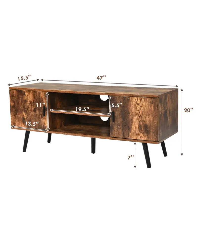 Industrial TV Stand with Storage Cabinets-Rustic Brown - Rustic Brown - Entertainment Centers & TV Stands