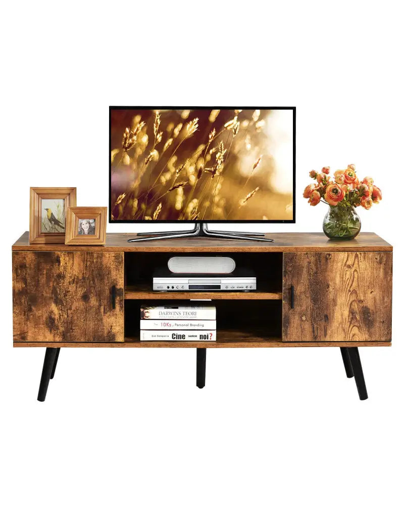 Industrial TV Stand with Storage Cabinets-Rustic Brown - Rustic Brown - Entertainment Centers & TV Stands