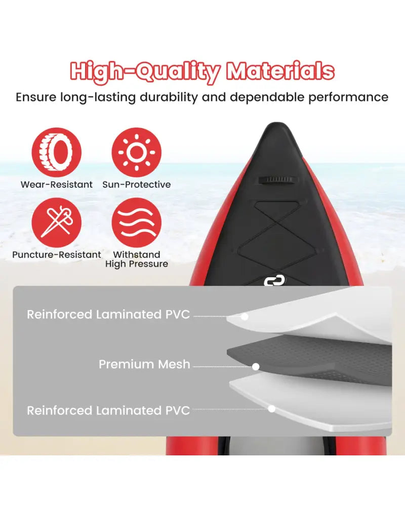 Inflatable 2-person Kayak Set with Aluminium Oars and Repair Kit-Red - Red - Surfing