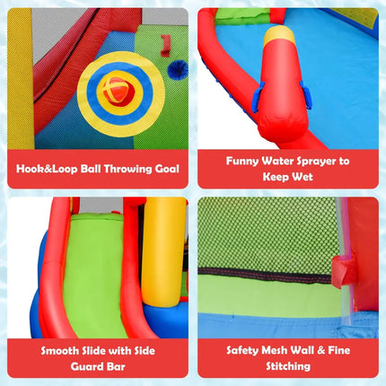 Inflatable Blow Up Water Slide Bounce House with 740W Blower - Inflatable Water Slides