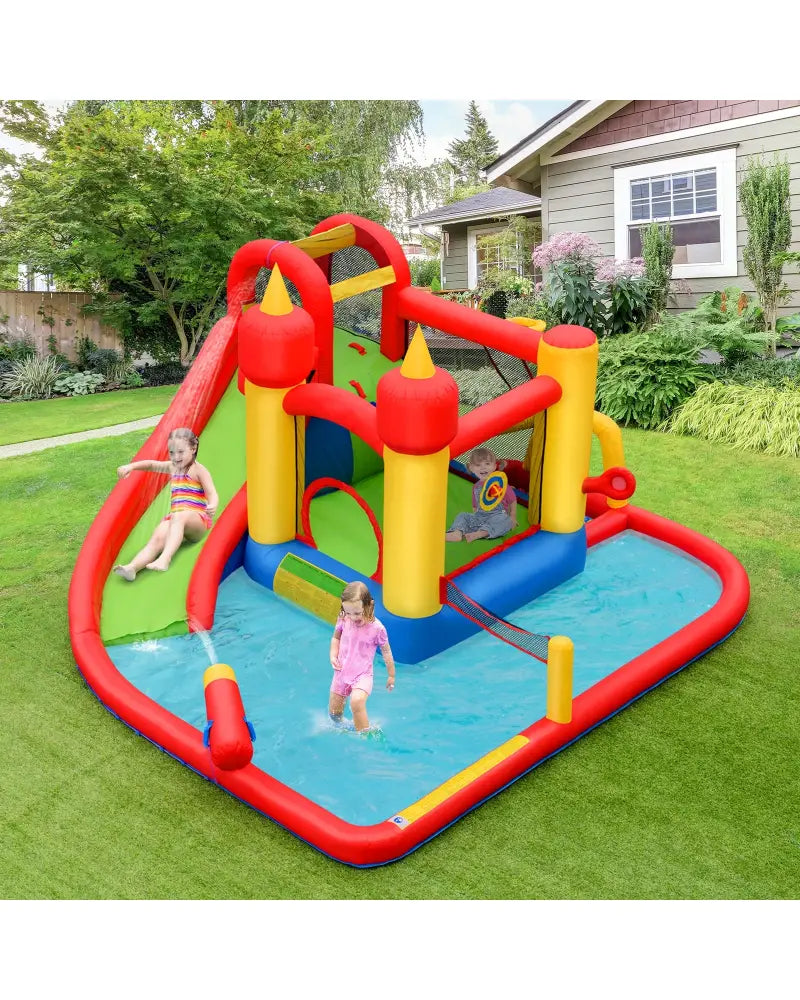 Inflatable Blow Up Water Slide Bounce House with 740W Blower - Inflatable Water Slides