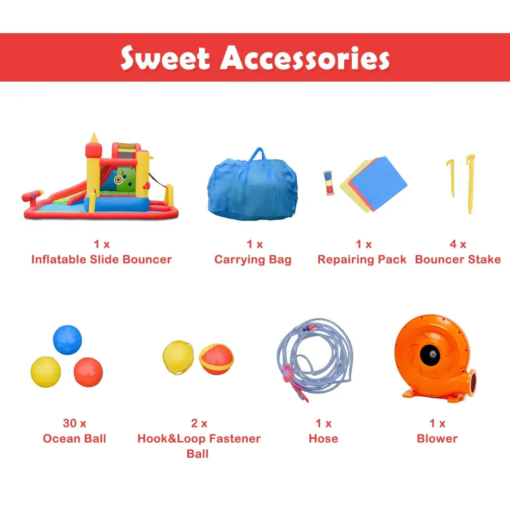 Inflatable Blow Up Water Slide Bounce House with 740W Blower - Inflatable Water Slides