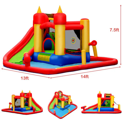 Inflatable Blow Up Water Slide Bounce House with 740W Blower - Inflatable Water Slides