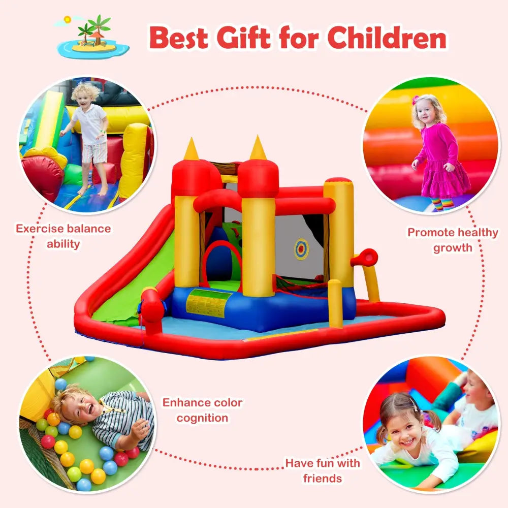Inflatable Blow Up Water Slide Bounce House with 740W Blower - Inflatable Water Slides