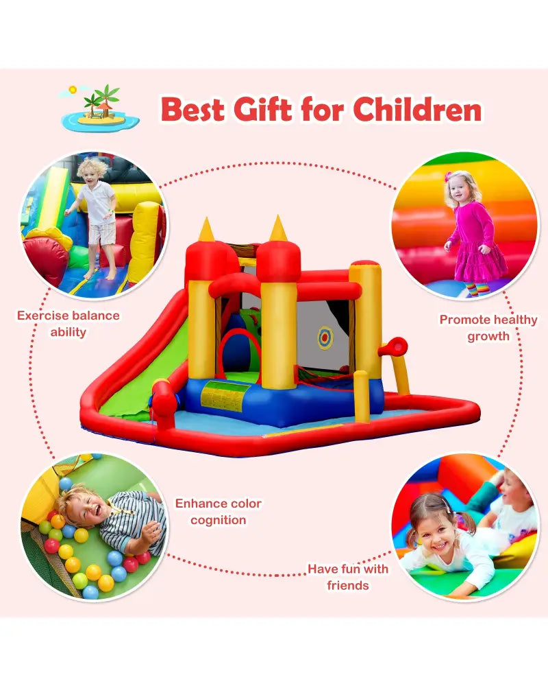 Inflatable Blow Up Water Slide Bounce House with 740W Blower - Inflatable Water Slides