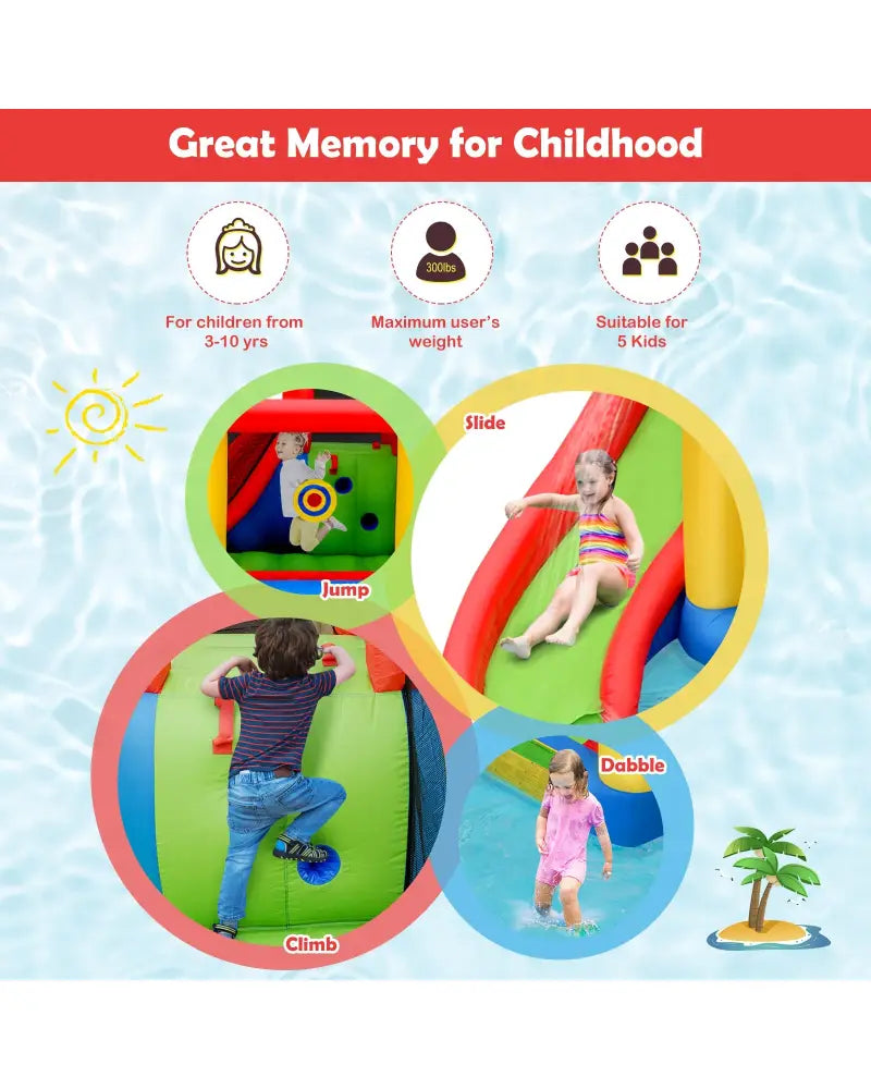 Inflatable Blow Up Water Slide Bounce House with 740W Blower - Inflatable Water Slides