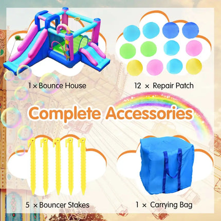 Inflatable Bounce Castle with Dual Slides and Climbing Wall without Blower - Multicolor - Bounce House
