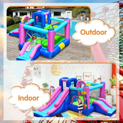 Inflatable Bounce Castle with Dual Slides and Climbing Wall without Blower - Multicolor - Bounce House