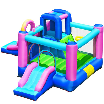 Inflatable Bounce Castle with Dual Slides and Climbing Wall without Blower - Multicolor - Bounce House