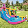 Inflatable Bounce Castle with Long Water Slide and 735W Blower - Multicolor - Inflatable Water Slides