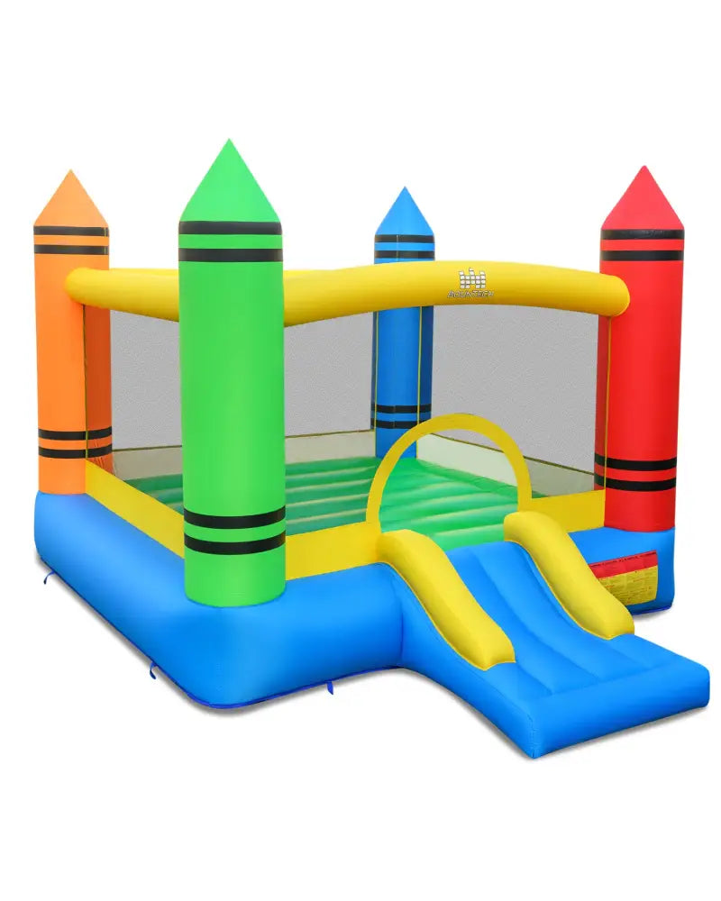 Inflatable Bounce House 2-in-1 Crayon Themed Kids Bouncer with 550W Blower - Bounce House