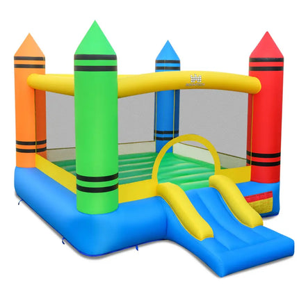 Inflatable Bounce House 2-in-1 Crayon Themed Kids Bouncer with 550W Blower - Bounce House