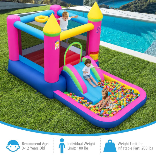 Inflatable Bounce House 4-in-1 Kids Princess-themed Bouncer Blow-up Bouncy Castle - Multicolor - Bounce House