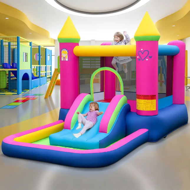 Inflatable Bounce House 4-in-1 Kids Princess-themed Bouncer Blow-up Bouncy Castle - Multicolor - Bounce House