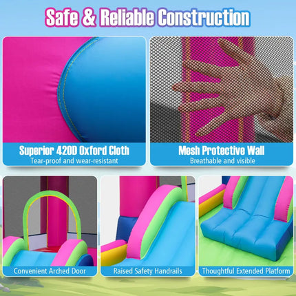 Inflatable Bounce House 4-in-1 Kids Princess-themed Bouncer Blow-up Bouncy Castle with 480 Blower - Multicolor - Bounce