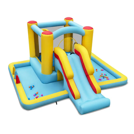 Inflatable Bounce House 7-in-1 Bouncy Castle with Slide and Tunnel without Blower - Multicolor - Bounce House