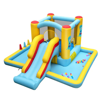 Inflatable Bounce House 7-in-1 Bouncy Castle with Slide and Tunnel without Blower - Multicolor - Bounce House