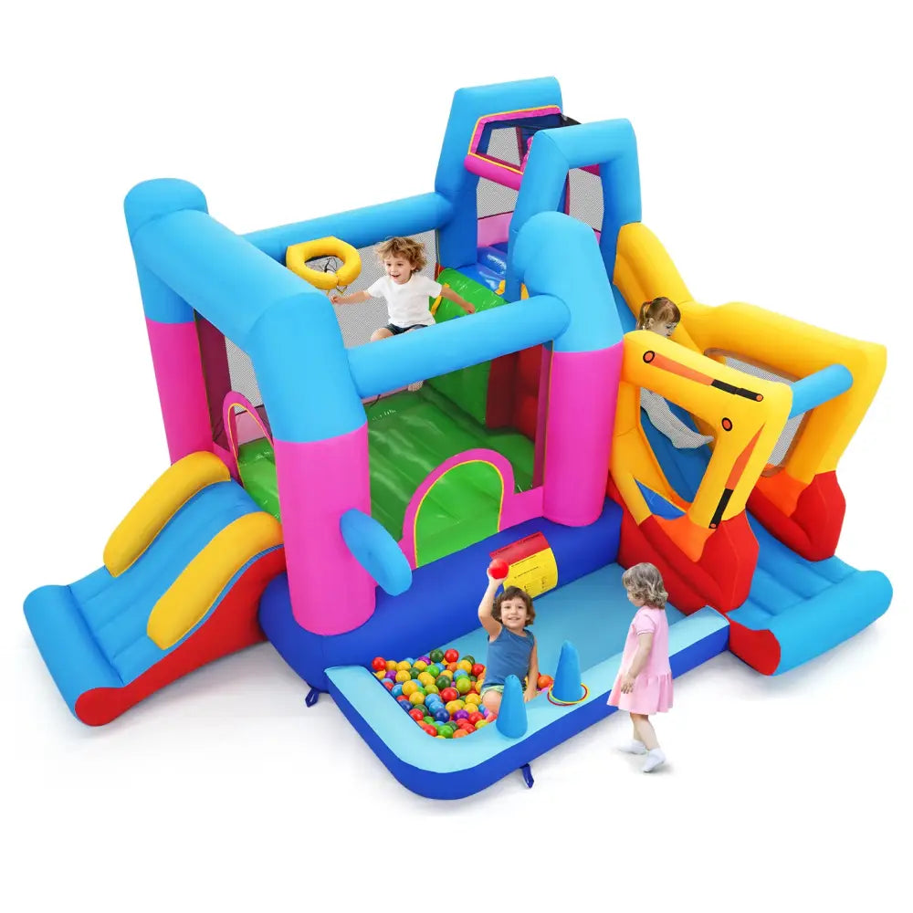 Inflatable Bounce House 8-in-1 Excavator Themed Kids Bouncer with 780W Blower - Inflatable Water Slides