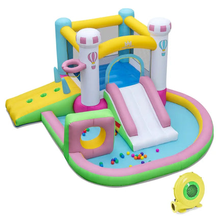 Inflatable Bounce House Bouncy Castle with Slide and Obstacle with 480W Blower - Multicolor - Bounce House