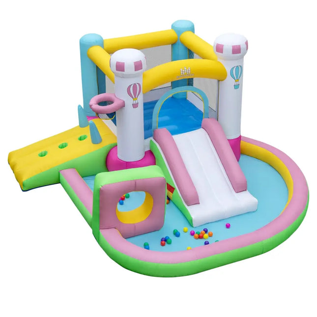 Inflatable Bounce House Bouncy Castle with Slide and Obstacle and Ball Pit without Blower - Multicolor - Bounce House