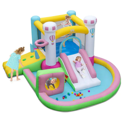Inflatable Bounce House Bouncy Castle with Slide and Obstacle and Ball Pit without Blower - Multicolor - Bounce House